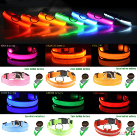 LED Adjustable Dog Collar Blinking Flashing Light Up Glow Pets Safety Waterproof (Color: Red, size: S)